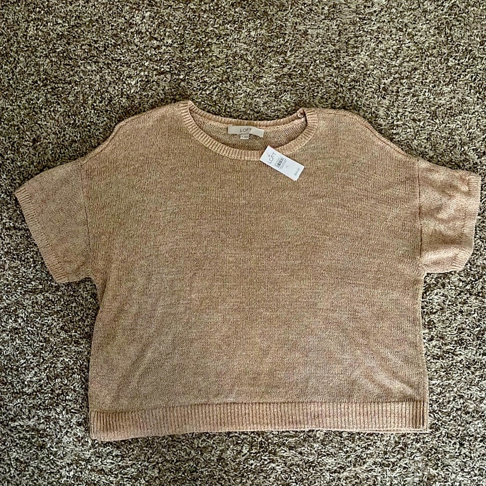 LOFT Metallic Tan Knit Top Brand New With Tags XL